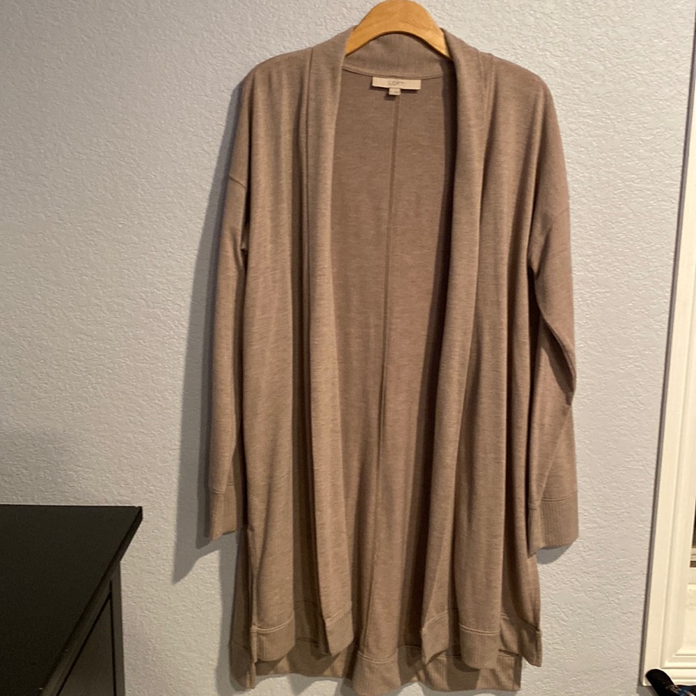 Dark Beige Long Cardigan- Loft